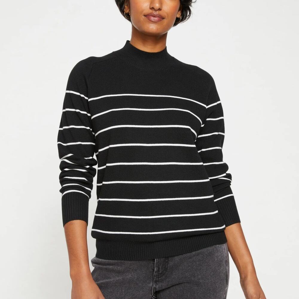 NWT Universal Standard Mariniere Eco Relaxed Core Sweater Black White Sz 4XS | 0